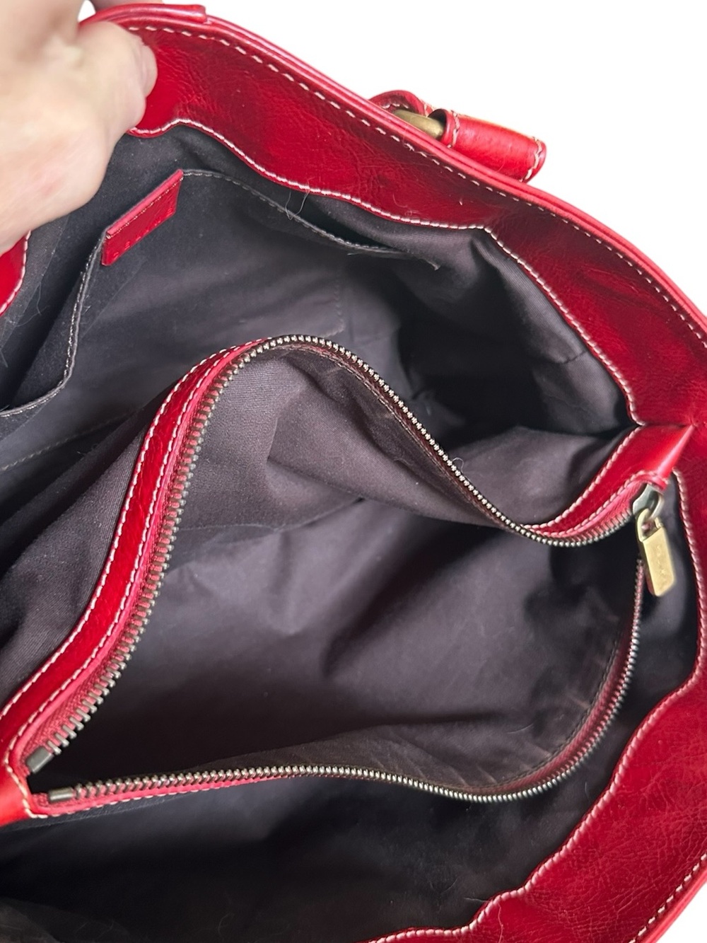 Authentic Celine Boogie Red Leather Satchel Tote Bag Italy - Picture 13 of 17